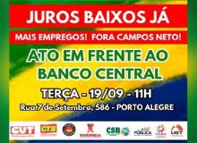 CUT-RS e centrais realizam novo ato contra juros altos na próxima terça